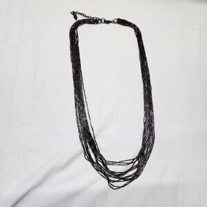 Clearwater Creek dark purple multi-strand beaded necklace B34